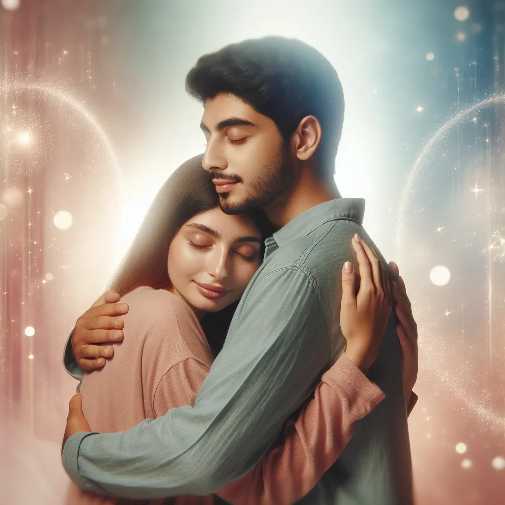 Illustration of a loving embrace in a dream, representing deep connection and comfort.