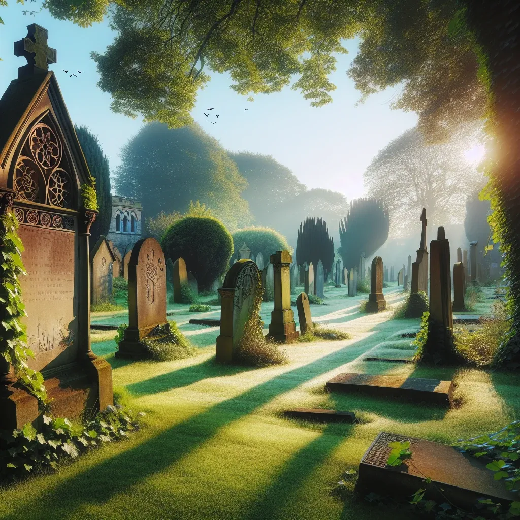 Illustration of a cemetery in a dream, symbolizing reflection and contemplation.