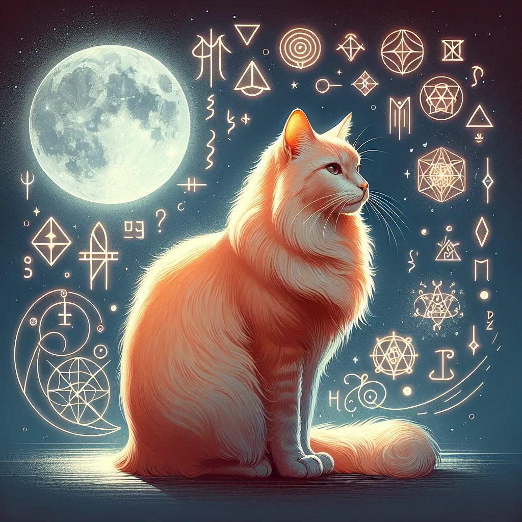 Illustration of an orange cat in a dream