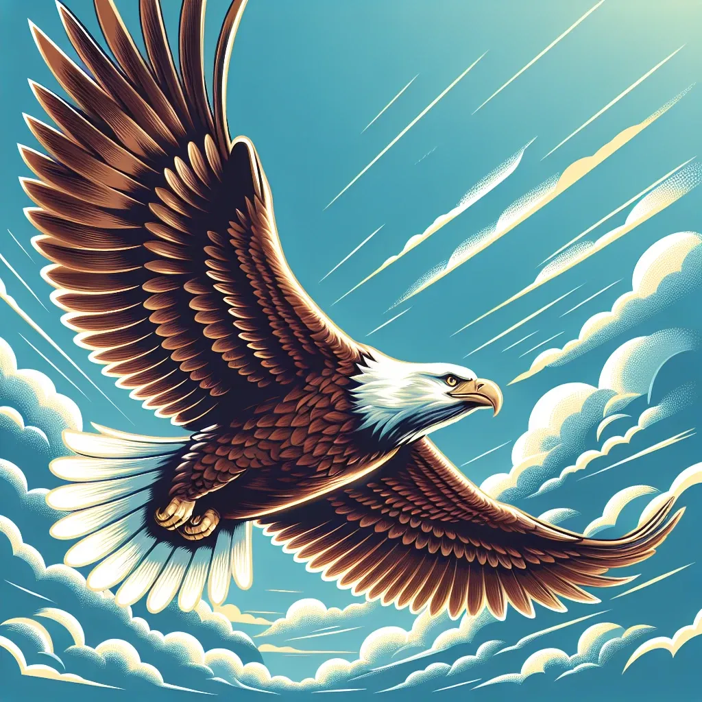 Illustration of a bald eagle in flight