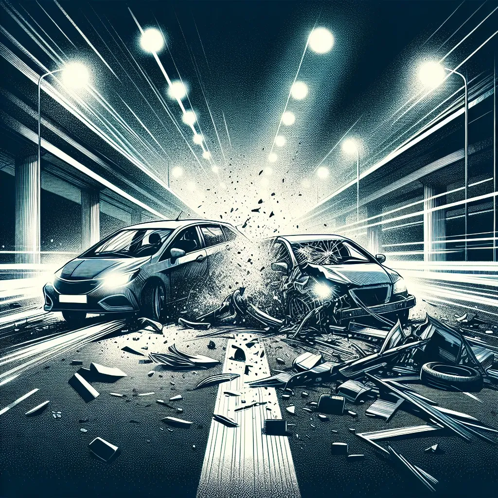 Illustration of a car crash in a dream