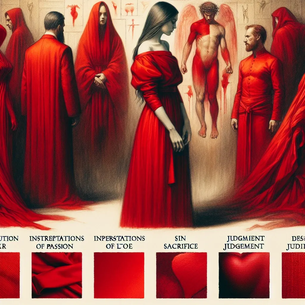Illustration of red clothes in a dream, representing biblical themes of passion, love, sacrifice, sin, and judgment.