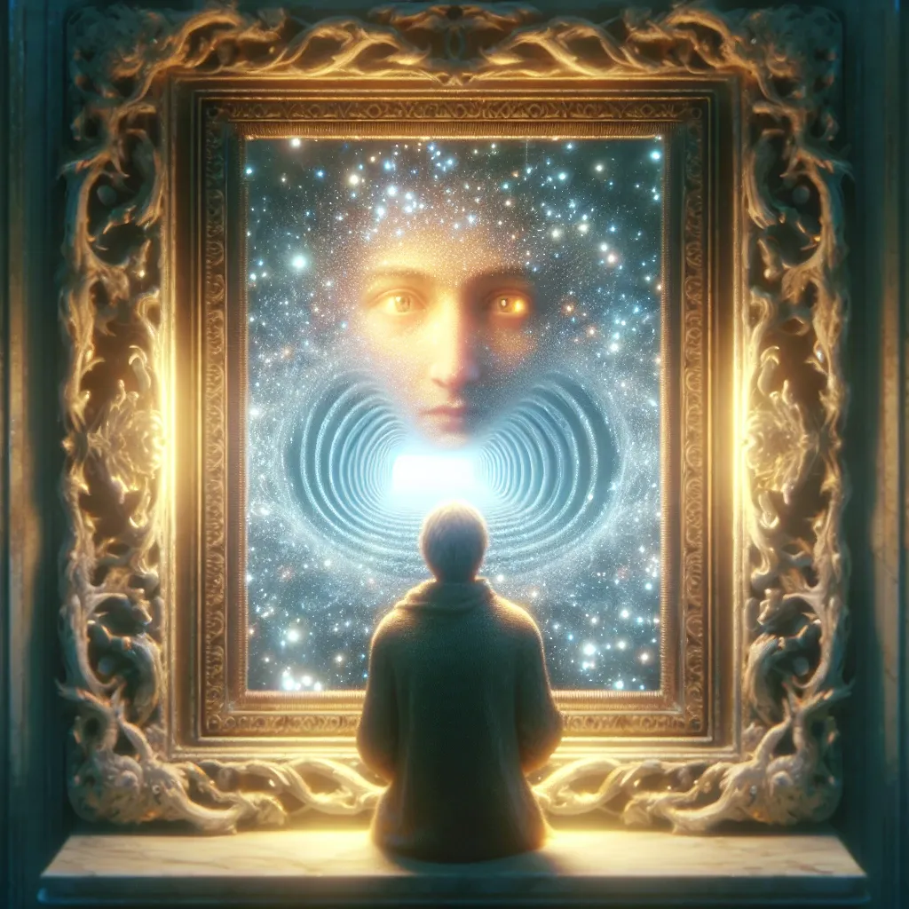 Illustration of a person looking at their reflection in a mirror