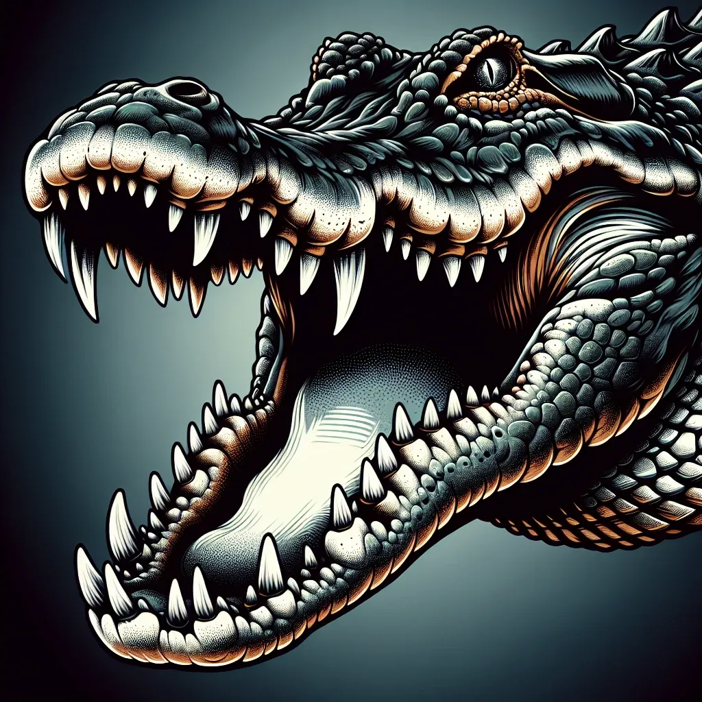 Illustration of a fierce alligator in a dream
