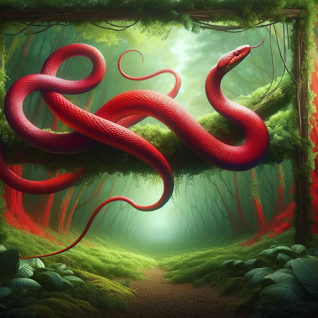 Illustration of a red snake in a dream