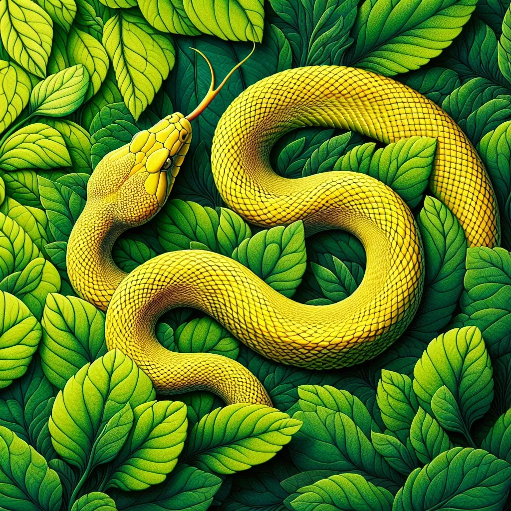 Yellow snake in a dream symbolizing transformation and renewal.