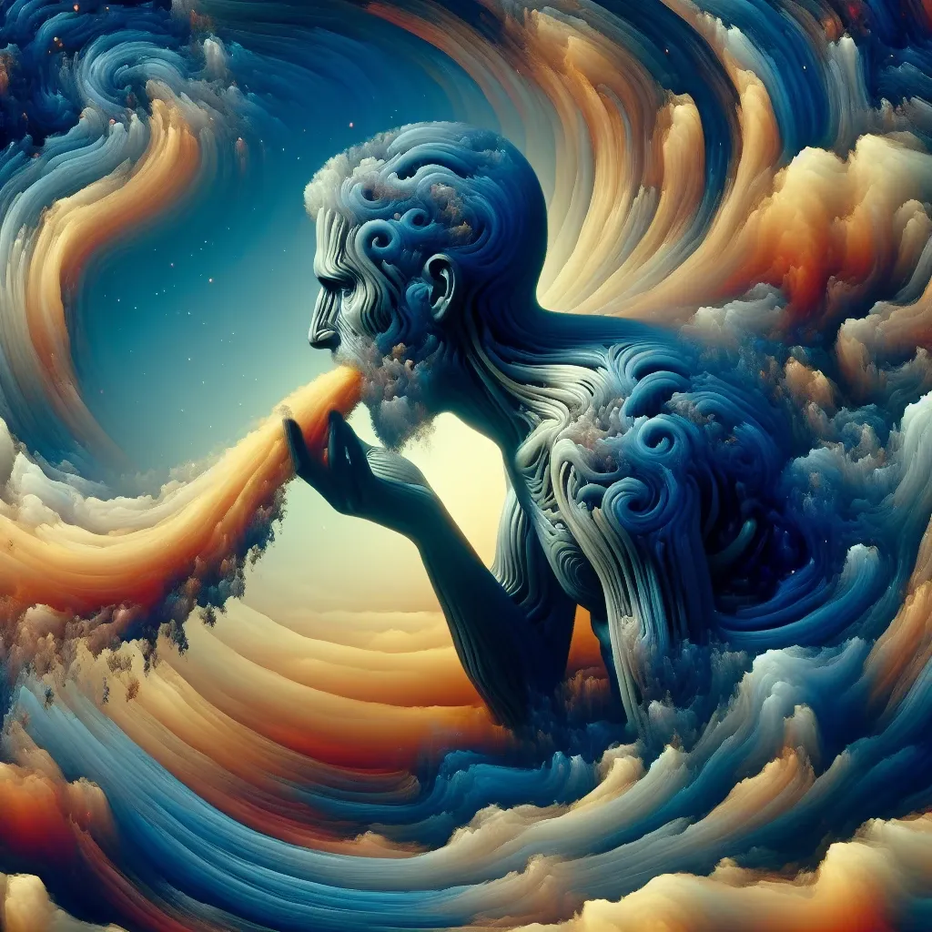 Illustration of someone vomiting in a dream, symbolizing spiritual insights and subconscious messages.