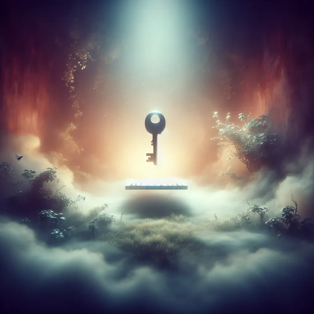 Illustration of a key in a dream, symbolizing mystery and hidden meanings.