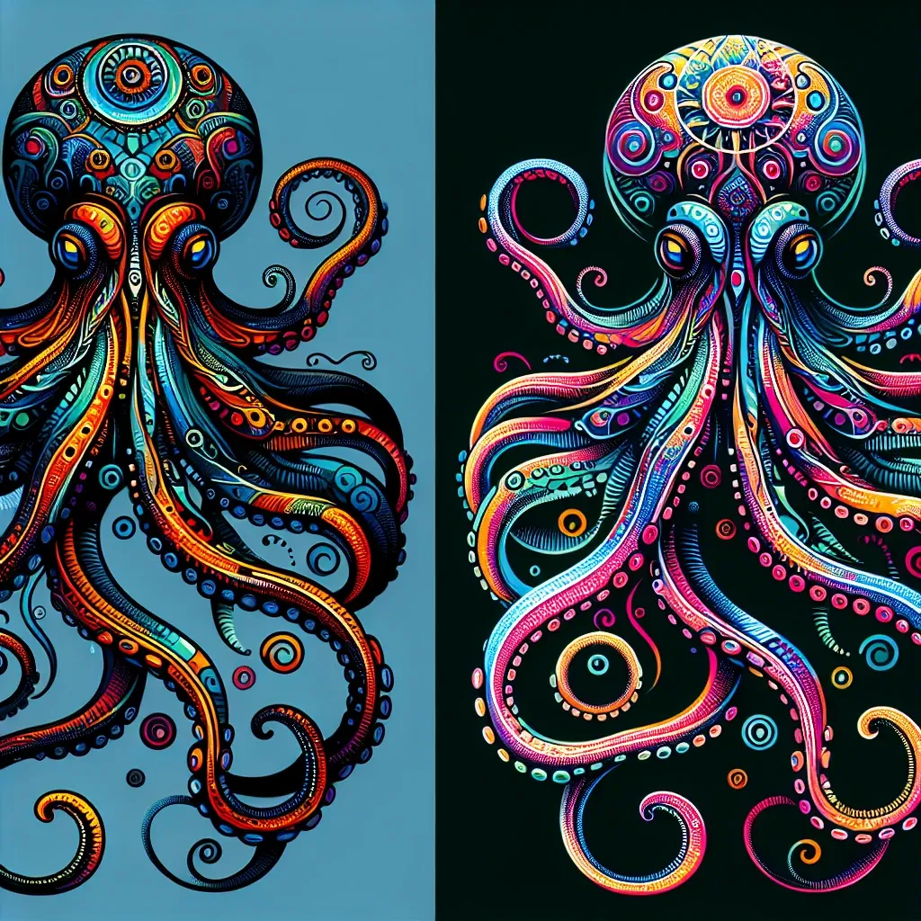 Illustration of a mystical octopus
