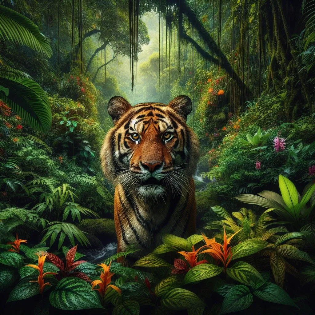 The powerful presence of a tiger in the wild