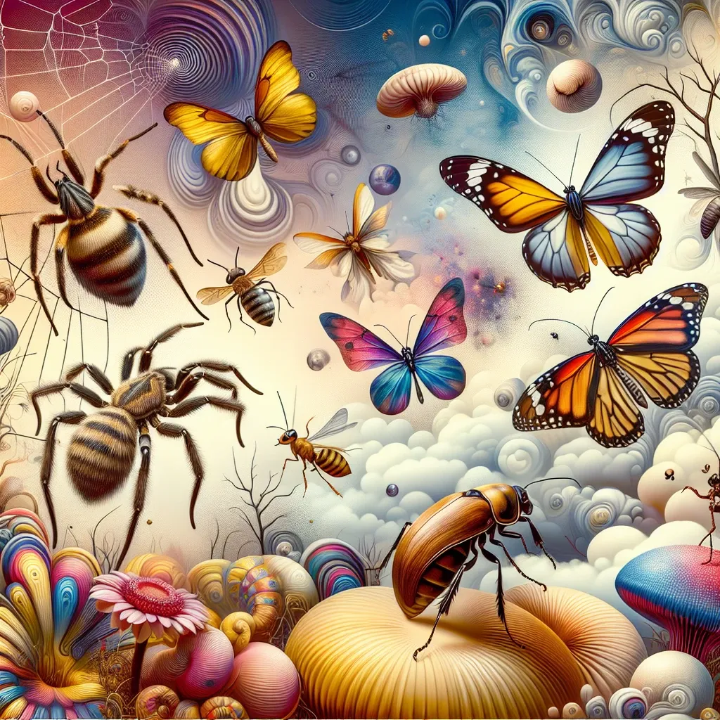 Illustration of various insects in a dream