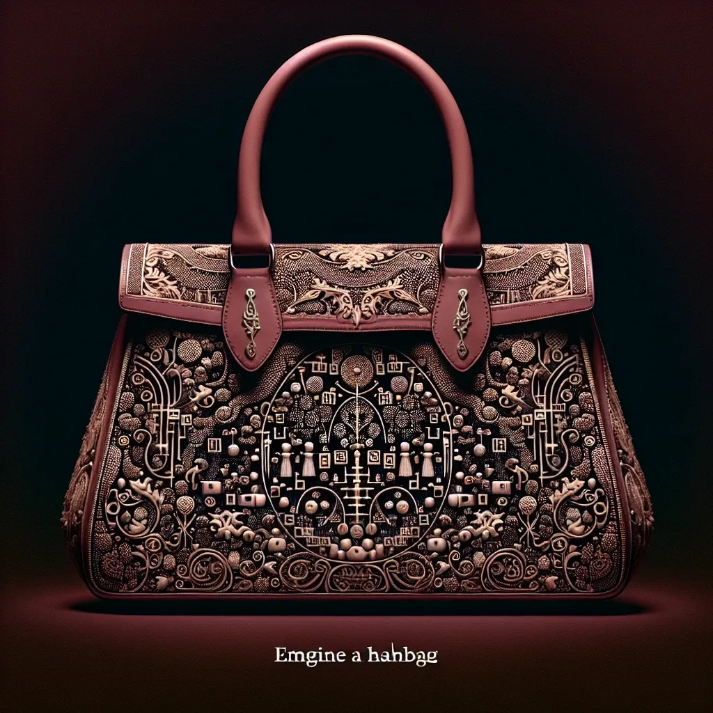 Illustration of a handbag with symbolic elements