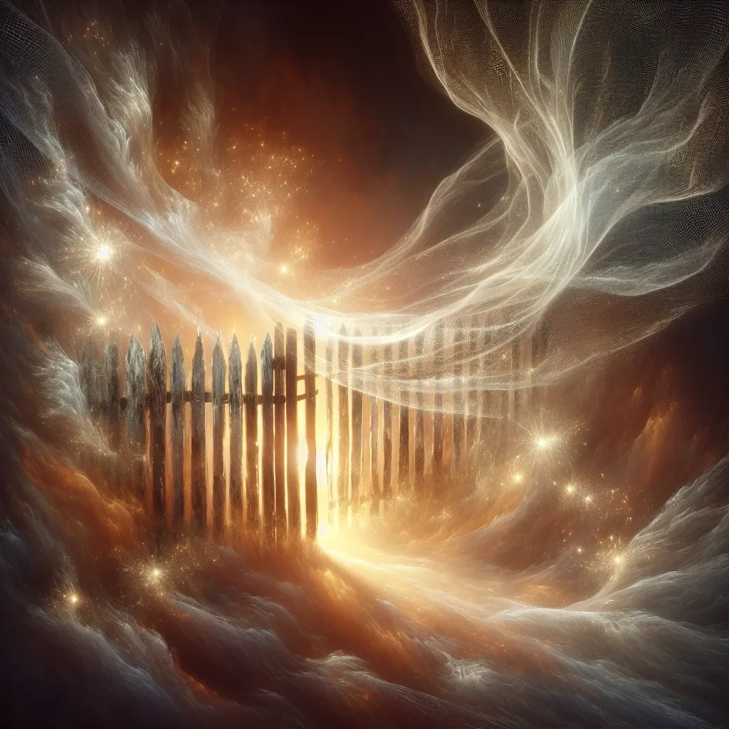Illustration of a fence in a dream, representing spiritual boundaries and obstacles