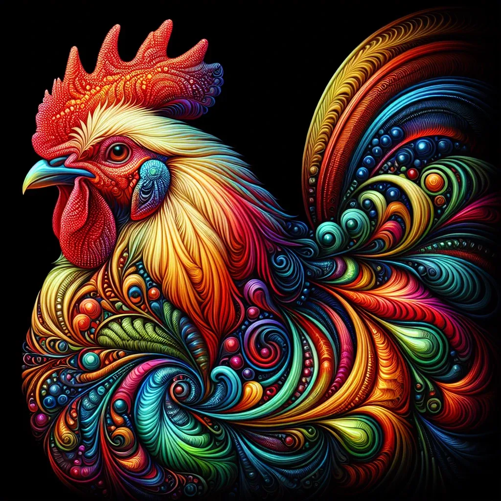 Artistic depiction of a chicken in a dream