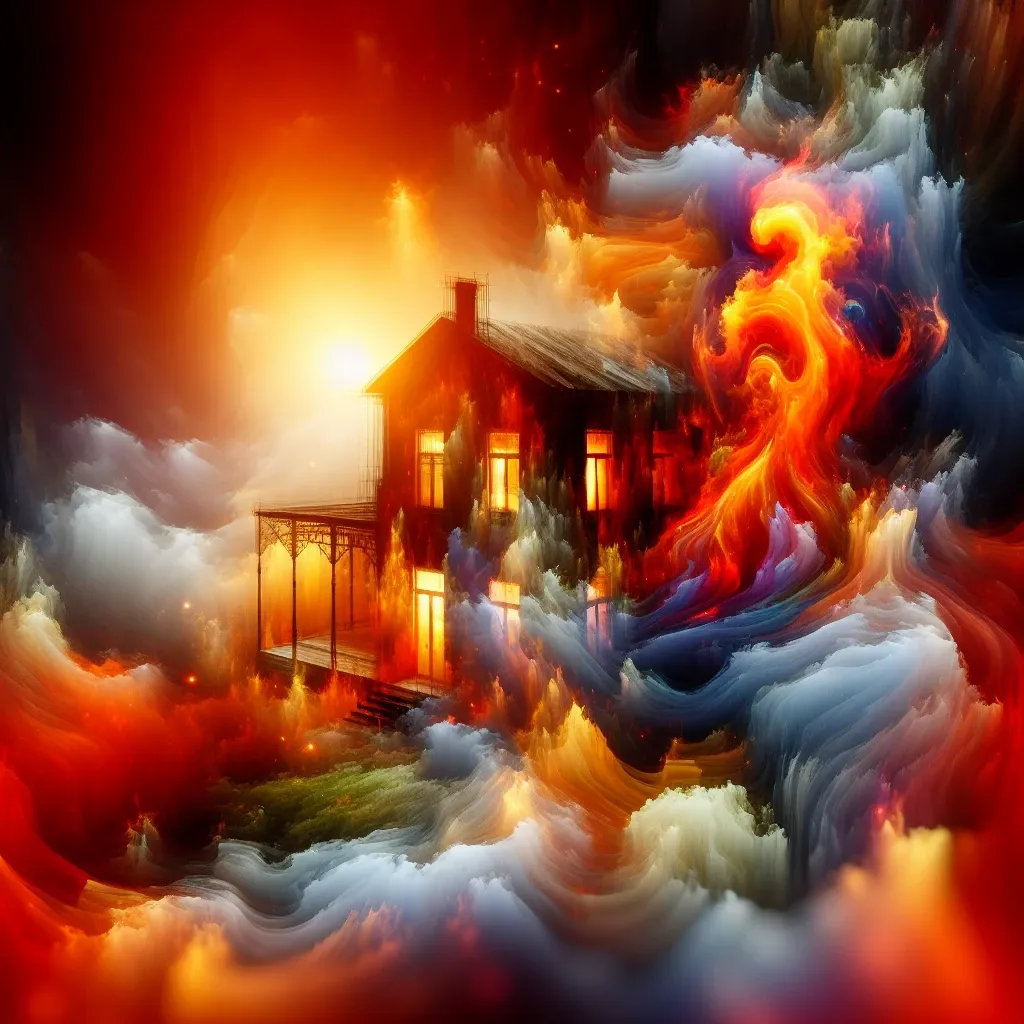 Illustration of a house burning in a dream