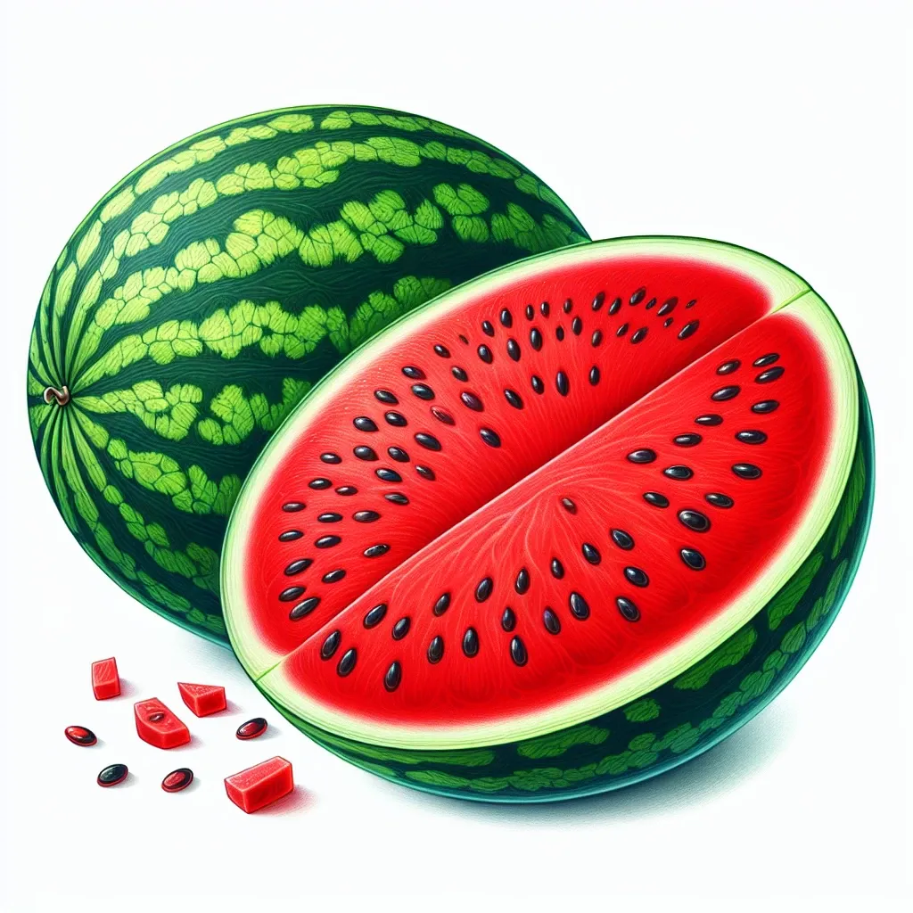 A sliced watermelon, symbolizing freshness and sweetness in dreams.