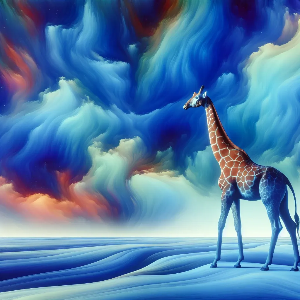 Illustration of a majestic giraffe in a dreamy landscape